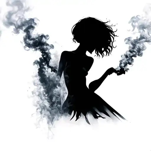 sexy femboy silhouette blowing smoke tattoo design idea