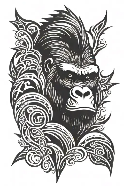 gorilla face tattoo design idea