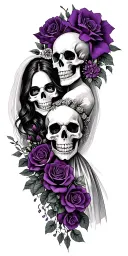 wedding, black, dark purple, skulls, love, veteran tattoo design idea