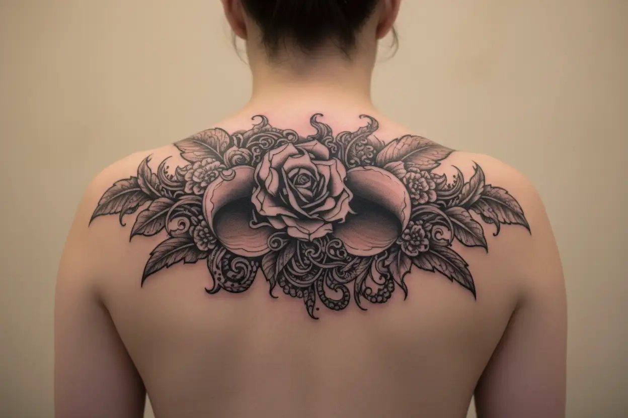 vaginal tatoo representing two sides tattoo design idea