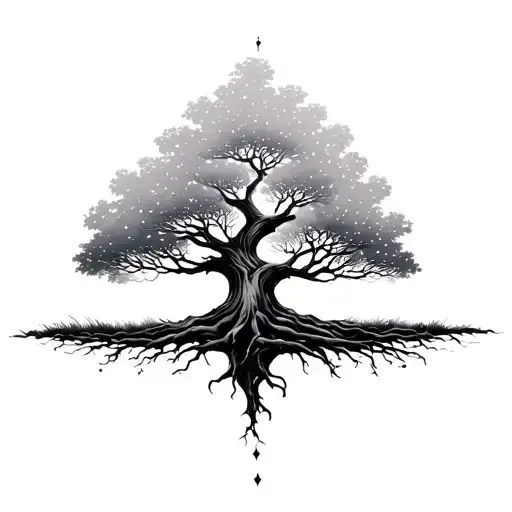 The tree of destiny and symbolizing dreaminess tattoo design idea