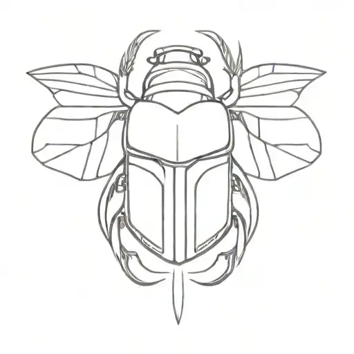 winged scarab beetle symmetrical tattoo design idea