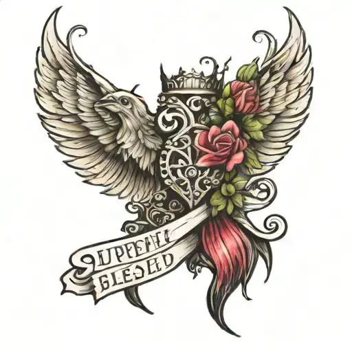 supremely blessed + champion tattoo design idea