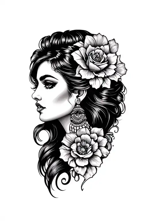 chicano style tattoo women face tattoo design idea