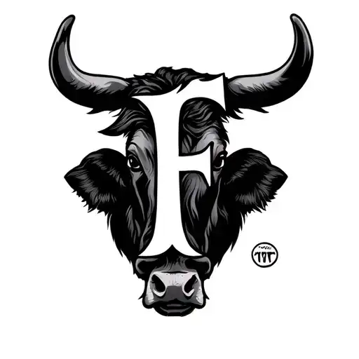 Cattle brand style "F" with line above it tattoo design idea