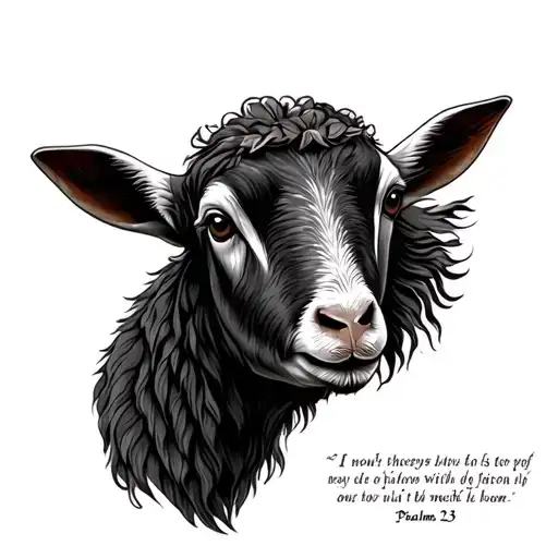 lamb of victor incorporating Bible quote psalms 23 tattoo design idea