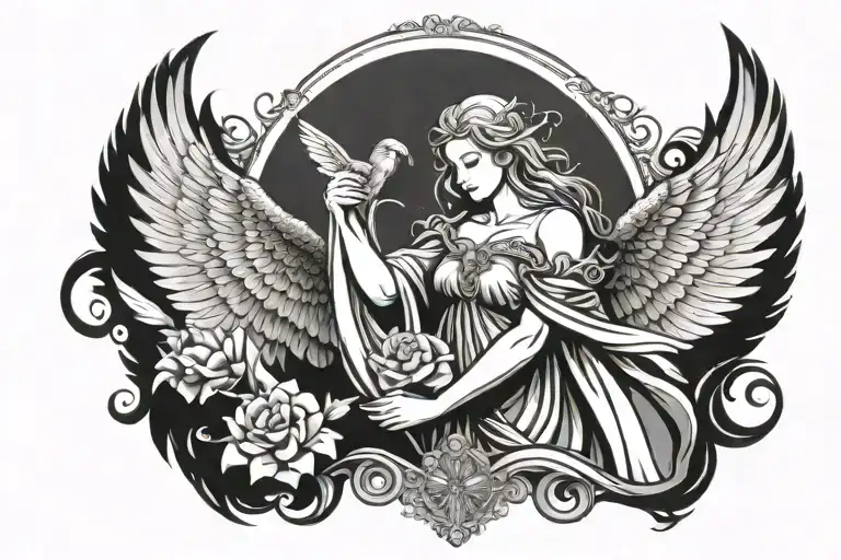 seraphim angel tattoo design idea