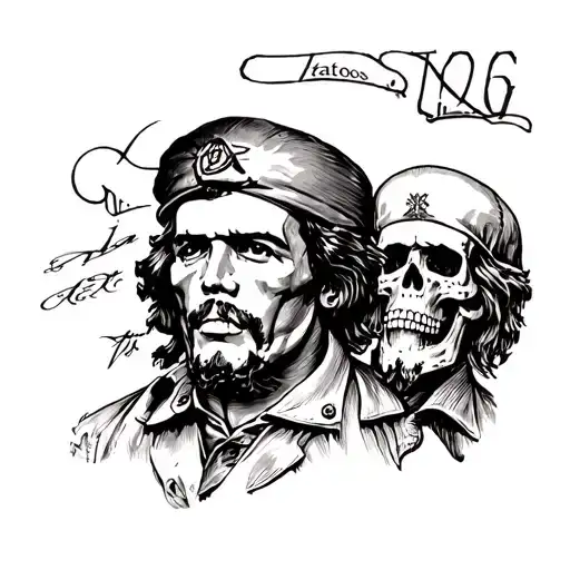 design a tattoo based on skull designs and che guevara for upper arm shoulder area tattoo design idea