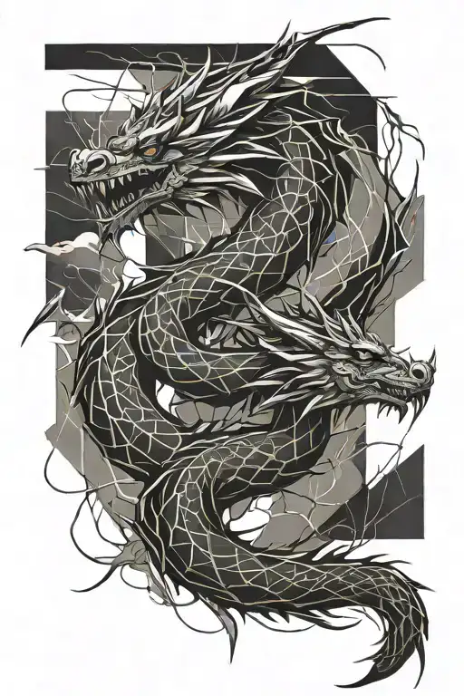 dragon lightning storm tattoo design idea