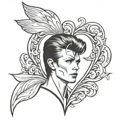 heart, David bowie, prince tattoo design idea