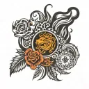  flame with zodiac signs leo, aries and Sagittarius incorpoted in the flame  tattoo design idea