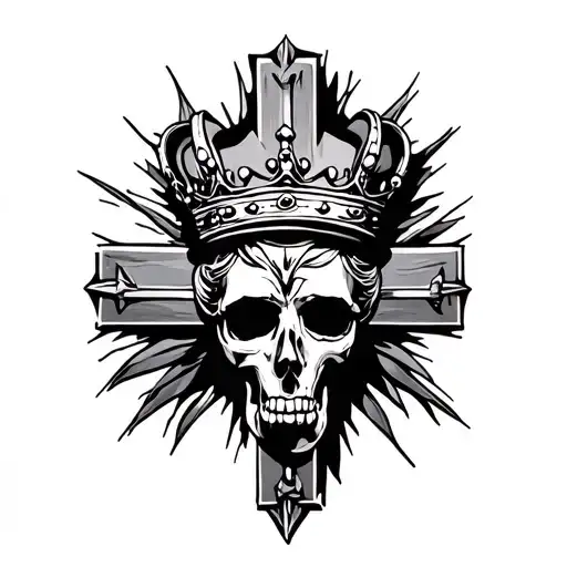crown hanging on a cross tattoo design idea