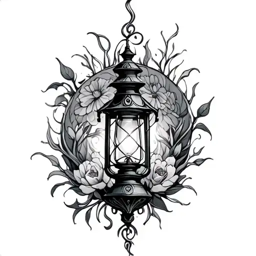 gothic lantern tattoo design idea
