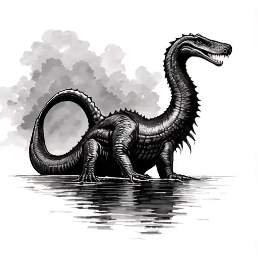 loch ness monster leaving prison tattoo design idea
