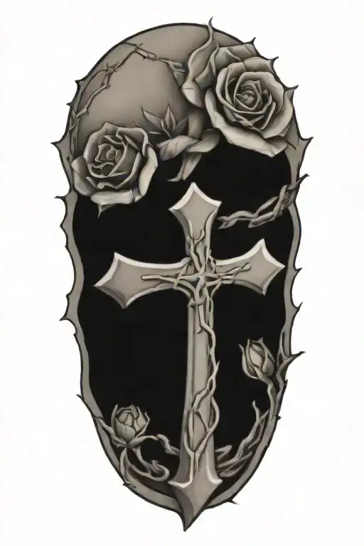 Western,Playing Cards, Roses,Barbed wire,Cross tattoo design idea