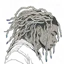 emo,depression,darkness,lonely,suicidal,sad,dark skinned male,dyed short dreads fully hiding face,teens,no tattoos,skinn tattoo design idea