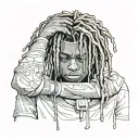 emo,depression,darkness,lonely,suicidal,sad,dark skinned male,dyed short dreads fully hiding face,teens,no tattoos,skinn tattoo design idea