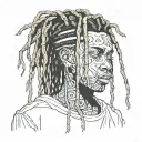 emo,depression,darkness,lonely,suicidal,sad,dark skinned male,dyed short dreads fully hiding face,teens,no tattoos,skinn tattoo design idea