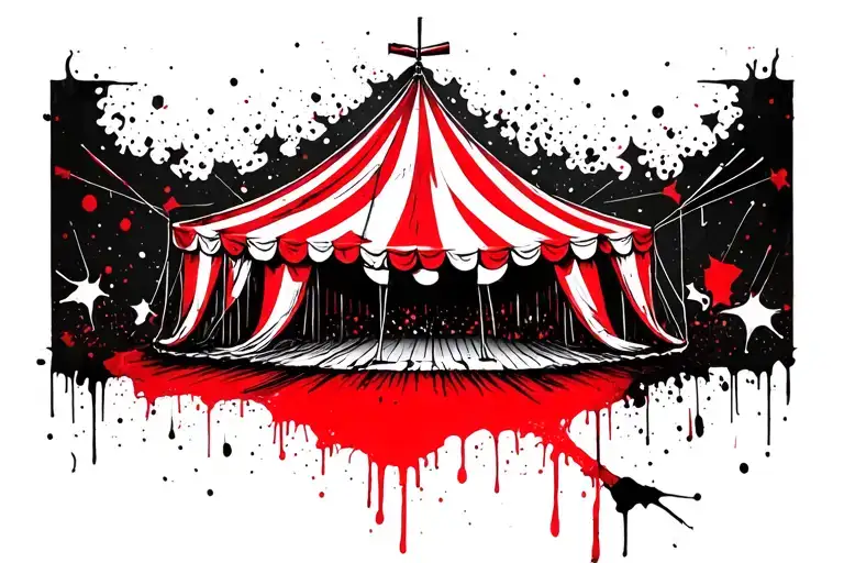 dark circus tent tattoo design idea