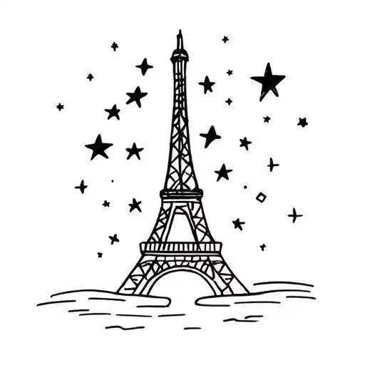 eiffel tower night sky filled with stars tattoo design idea