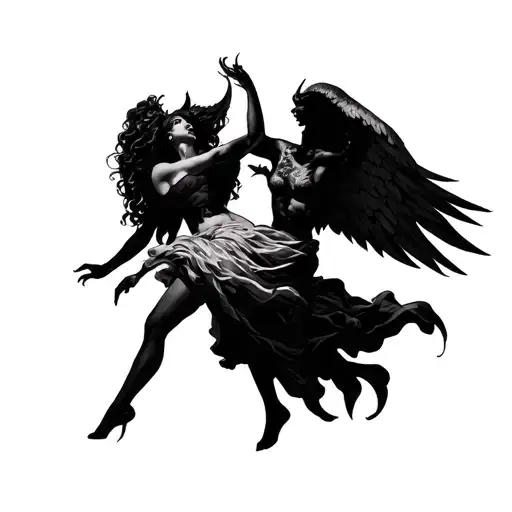 dance with the devil half angel tattoo design idea