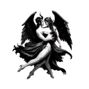 dance with the devil half angel tattoo design idea