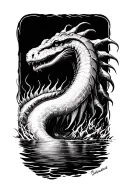 Loch Ness monster emerging tattoo design idea