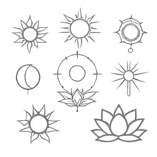 number 1 sun always wins lotus moon phases tattoo design idea