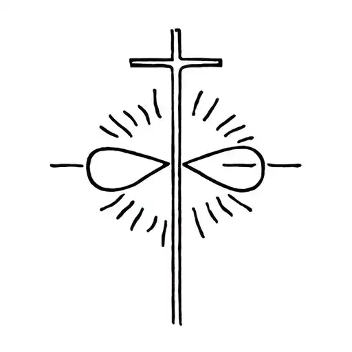 cross, sun and infinity symbol tattoo design idea