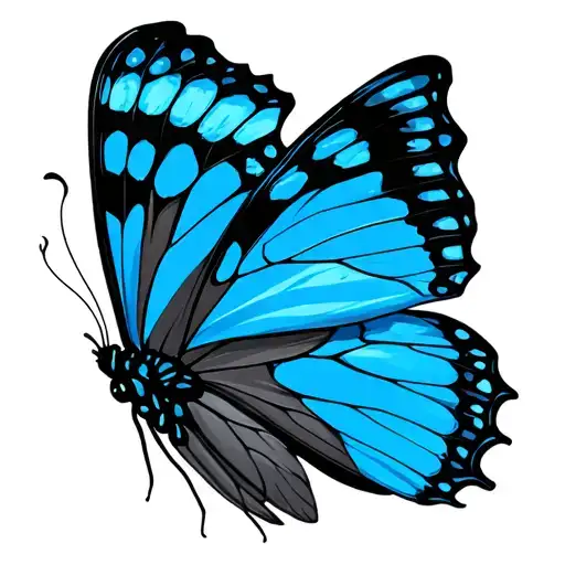 blue morpho butterfly from Until Dawn with the paths on the wings  tattoo design idea