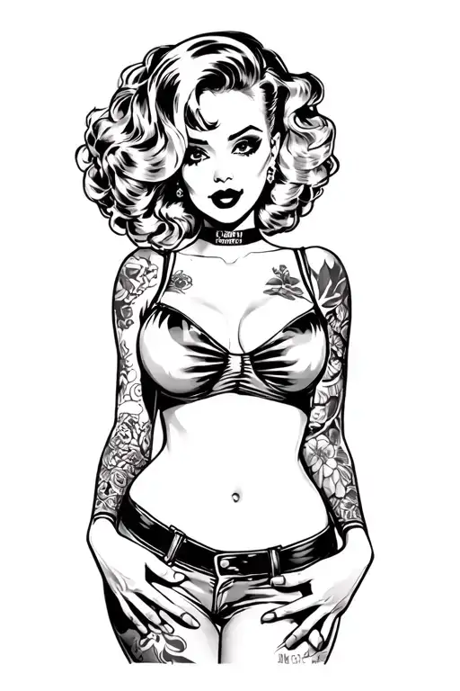pin-up chick with gang tattoo design tattoo design idea