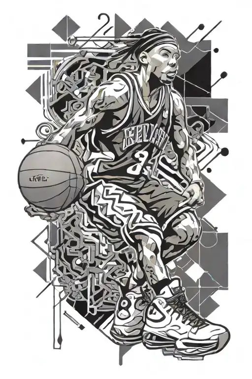 allen iverson versus jordan crossover tattoo design idea