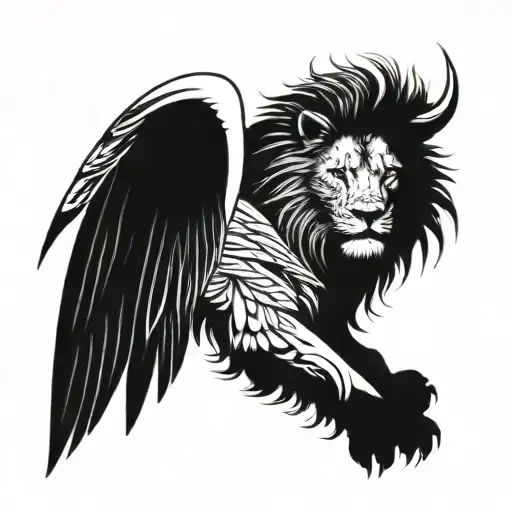 lion with wings tattoo design idea