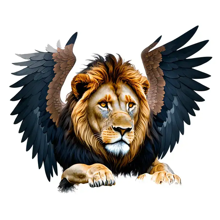 lion with wings spread wide tattoo design idea
