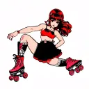 japanese pin up girl with roller skates tattoo design idea
