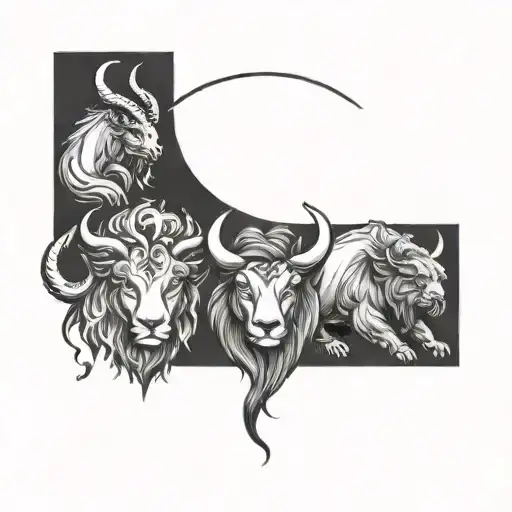 cancer, Leo, taurus zodiac signs tattoo design idea