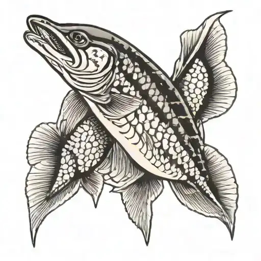Northern pike head from above  tattoo design idea