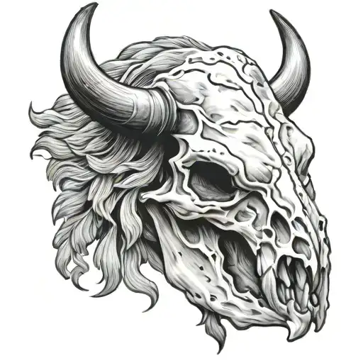 american buffalo skull tattoo design idea