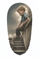 stairs to heaven with little boy tattoo design idea