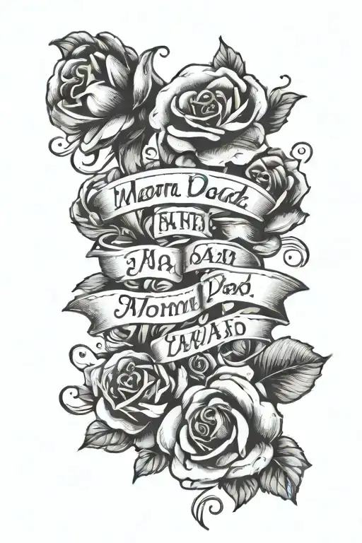 a quote with mom and dad tattoo design idea