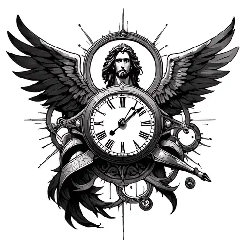 god chronos with clock in background tattoo tattoo design idea