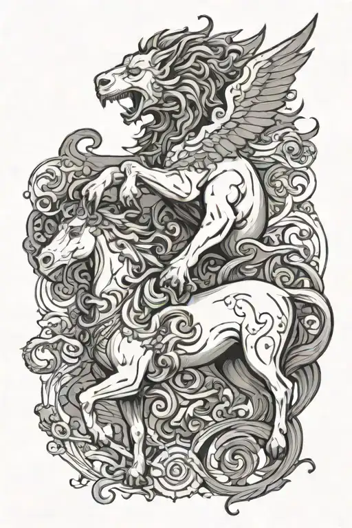 chimera and bellerophon tattoo design idea
