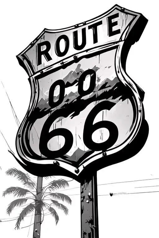 route 66 road sign tattoo design idea