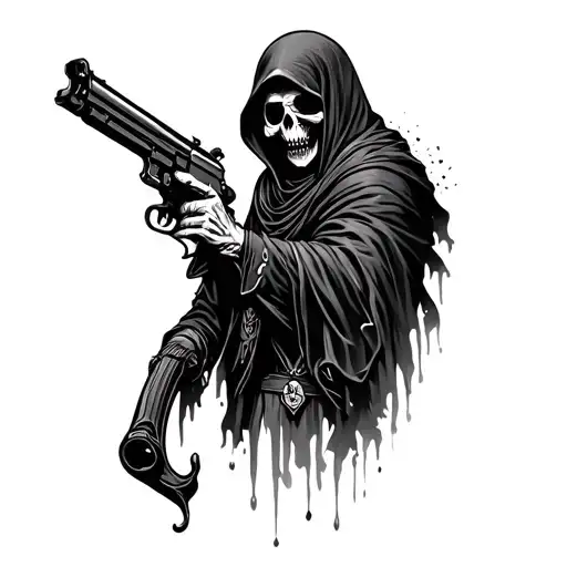 Grim Reaper With Gun tattoo design idea