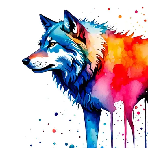 wolf body fading into paint tattoo design idea