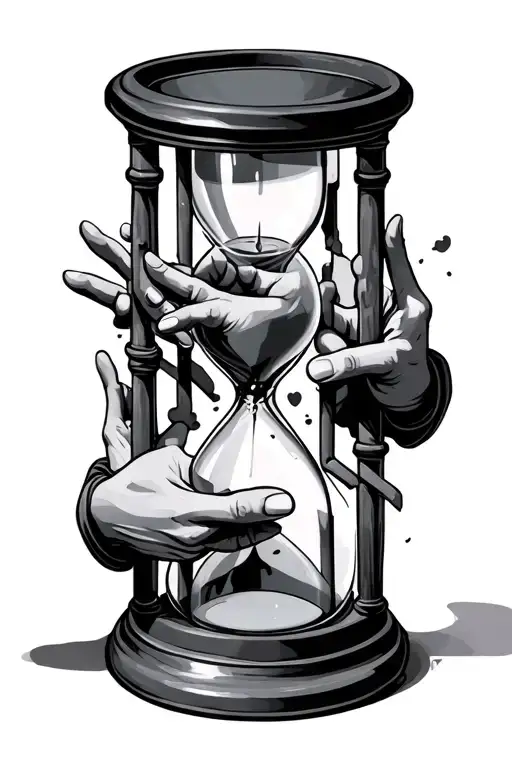 hands sticking out of prison bars inside of a hourglass tattoo design idea