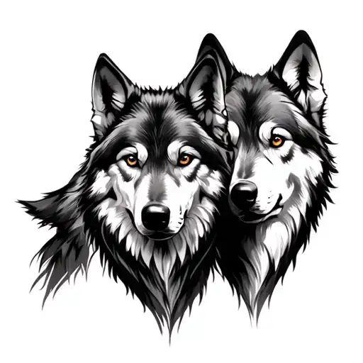 2 Wolves tattoo design idea