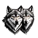 2 Wolves tattoo design idea