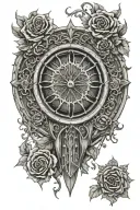 gotchic cathedral rose window clock tattoo design idea