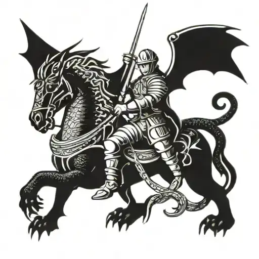 Saint George killing a dragon tattoo design idea